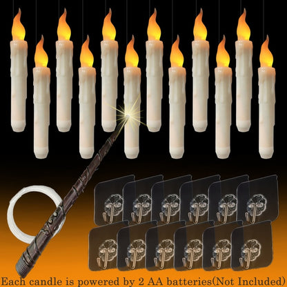 WhimsiWicks 12PC Magic Wand Floating Flameless Candles